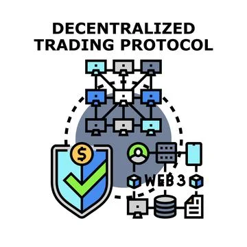 Decentralized trading protocol network securing crypto transactions 스톡 일러스트