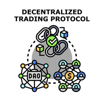 Decentralized trading protocol using blockchain and dao concepts 스톡 일러스트