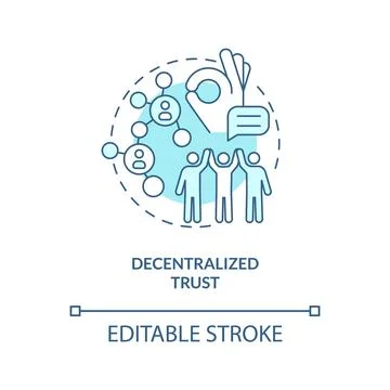 Decentralized trust turquoise concept icon Stock Illustration