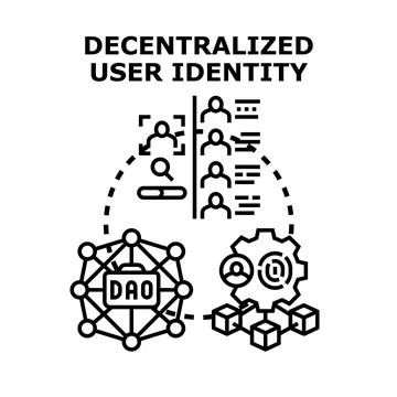 Decentralized user identity management concept using blockchain and dao Stock Illustration