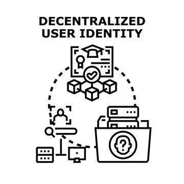 Decentralized user identity management system concept Illustrazione stock