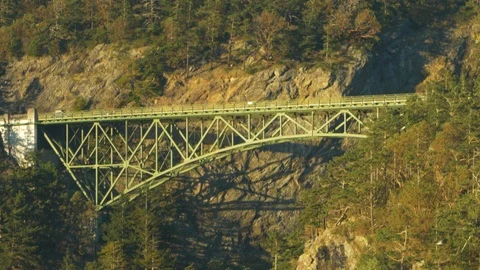 Deception Pass Bridge close up Stock Footage 87233281