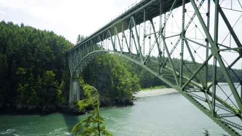 Deception Pass Bridge Washington State Stock Footage 73527094