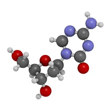 Decibatine drug molecule. 3D rendering. Stock-Illustration