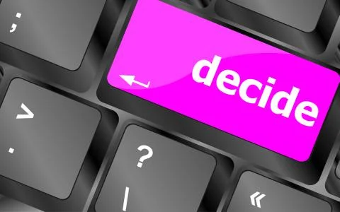 Decide button on computer pc keyboard key Illustrazione stock