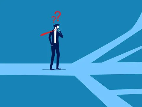 Decide on a career path. Businessman decides many paths to walk Stockillustratie