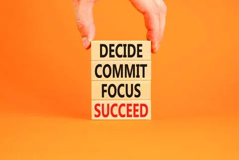 Decide commit focus succeed symbol. Concept word Decide Commit Focus Succee.. 스톡 사진