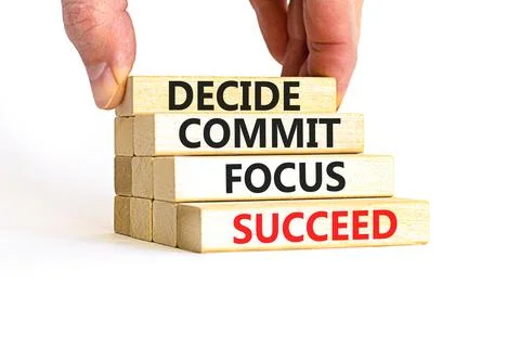 Decide commit focus succeed symbol. Concept word Decide Commit Focus Succee.. 스톡 사진