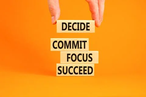 Decide commit focus succeed symbol. Concept word Decide Commit Focus Succee.. Stock Photos