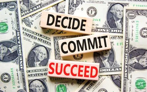 Decide commit succeed symbol. Concept word Decide Commit Succeed on beautif.. 스톡 사진