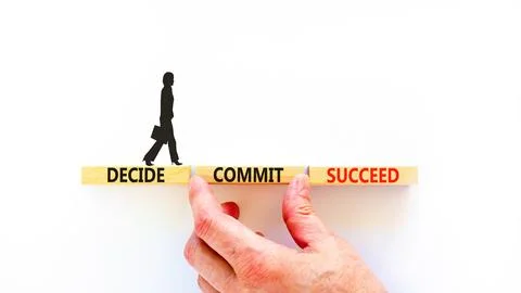 Decide commit succeed symbol. Concept word Decide Commit Succeed on beautif.. Foto stock