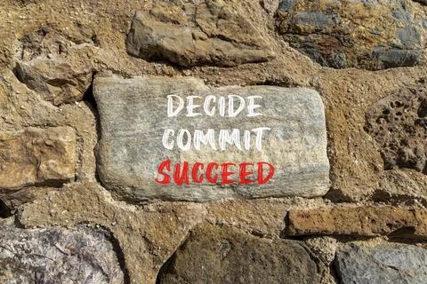 Decide commit succeed symbol. Concept word Decide Commit Succeed on beautif.. Stockfoto's