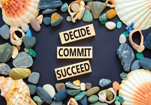 Decide commit succeed symbol. Concept word Decide Commit Succeed on beautif.. Stockfoto's