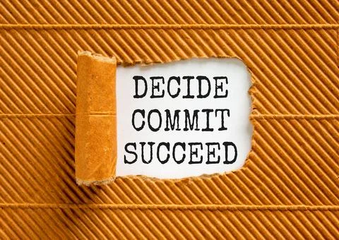 Decide commit succeed symbol. Concept word Decide Commit Succeed on beautif.. Stockfoto's