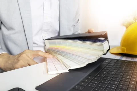 Deciding on the choice of interior materials and choosing the colors for th.. Stock Photos