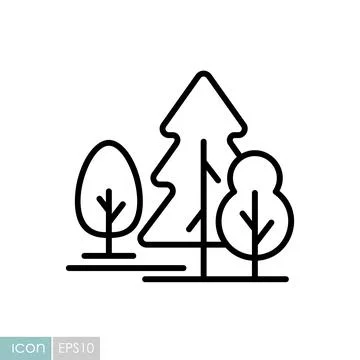 Deciduous and conifer forest vector icon Stock Illustration