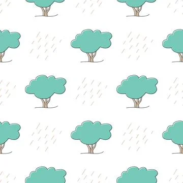 Deciduous forest seamless pattern vector illustration Illustrazione stock