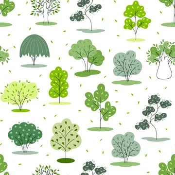 Deciduous forest seamless pattern vector graphics Stock Illustration