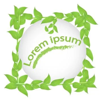 A deciduous frame with stems and green leaves with a place under the text Stock Illustration