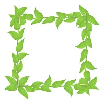 Deciduous frame with stems and green leaves Illustrazione stock