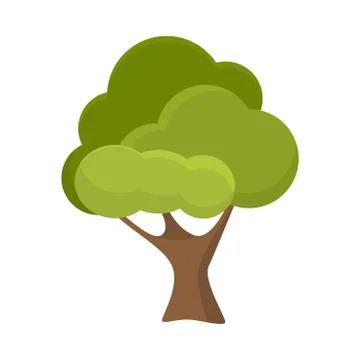Deciduous green tree with lush crown over white background イラスト素材