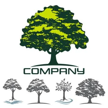 Deciduous tree logo Stock Illustration