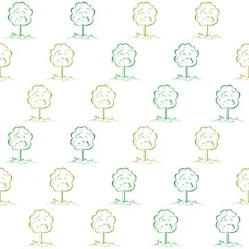 Deciduous tree on a meadow, seamless Illustrazione stock