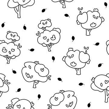 Deciduous tree. Seamless pattern. Coloring Page. Illustrazione stock