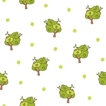Deciduous tree. Seamless pattern. Illustrazione stock