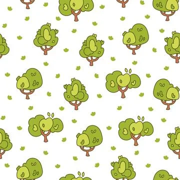 Deciduous tree. Seamless pattern. 스톡 일러스트