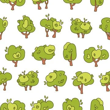 Deciduous tree. Seamless pattern. 스톡 일러스트