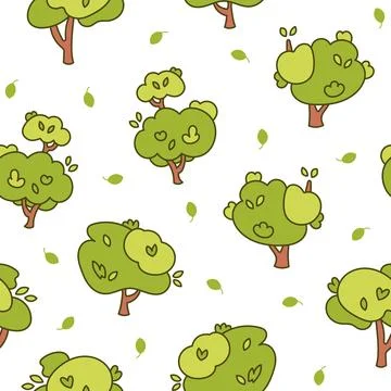 Deciduous tree. Seamless pattern. 스톡 일러스트