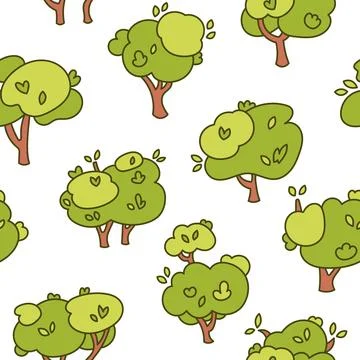 Deciduous tree. Seamless pattern. Illustrazione stock