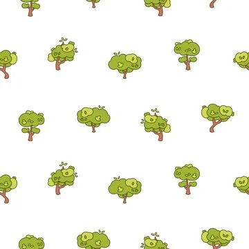 Deciduous tree. Seamless pattern. 스톡 일러스트