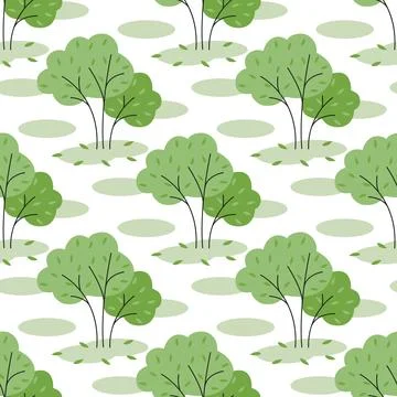 Deciduous trees forest seamless pattern 스톡 일러스트