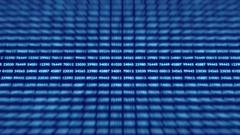Decimal code running up a computer screen. Blue digits. Video stock 120334053