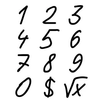 Decimal Digits Scribble Sketch Stock Illustration