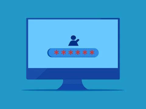 Decipher the information system. Businessman login into the system Stock Illustration