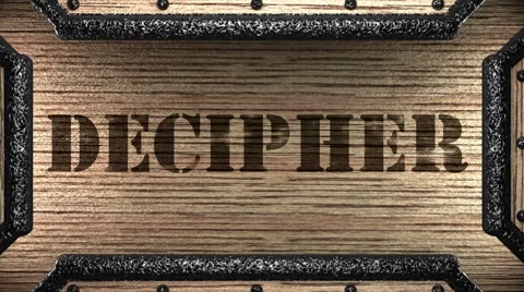 Decipher on wooden stamp Stock Footage 8764476