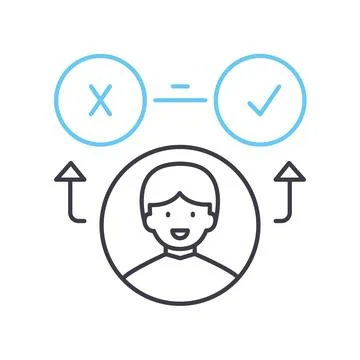 Decisiom making process line icon, outline symbol, vector illustration, concept 스톡 일러스트