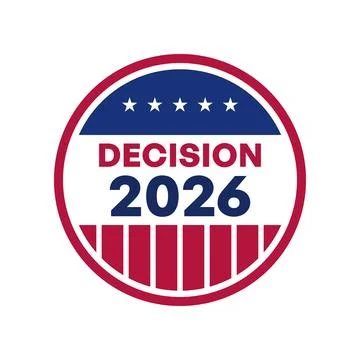 Decision 2026 Red Ring Badge with Star Stripe Cap Stock Illustration