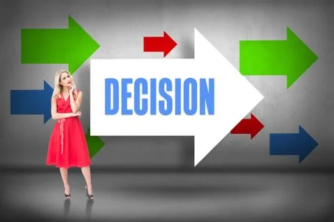 Decision against arrows pointing Stock Illustration