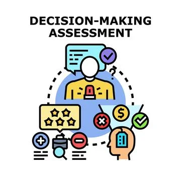 Decision analysis assessment process planning evaluation Stock Illustration