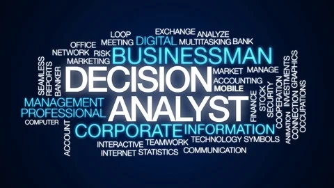 Decision analyst animated word cloud. Kinetic typography. Stock Footage 105809186
