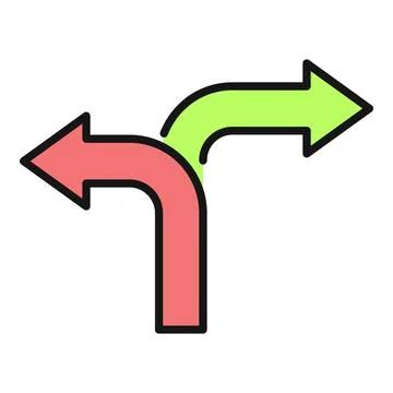 Decision arrows pointing left and right choice direction Illustrazione stock