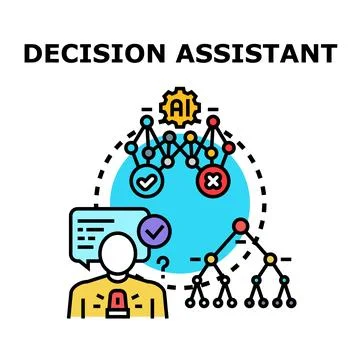 Decision assistant artificial intelligence choosing best solution Stock Illustration