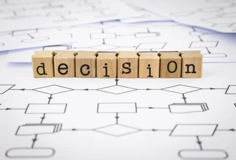Decision chart word Stock Photos