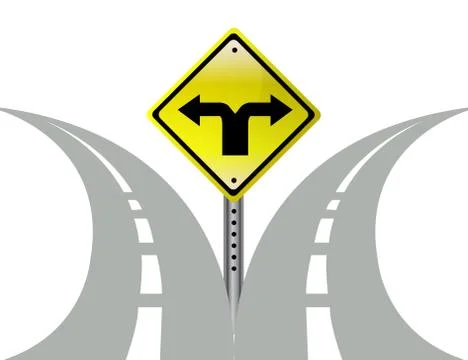 Decision choice direction arrows road sign Illustrazione stock