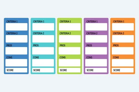 Decision comparison evaluates options for vendor selection Ilustração Stock