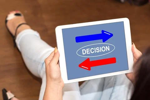 Decision concept on a tablet 스톡 사진